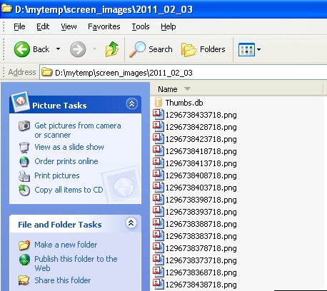 Appnimi Auto Screen Capture - Folder with Captured Images