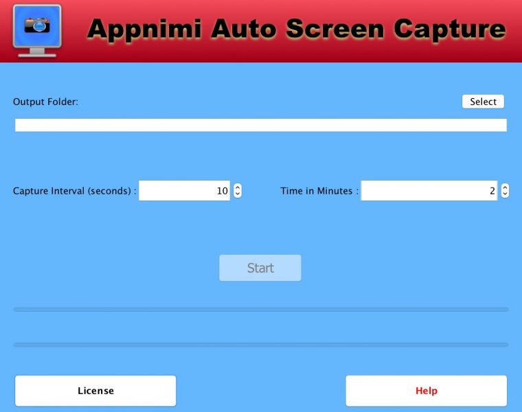 Appnimi Auto Screen Capture - Initial Screen