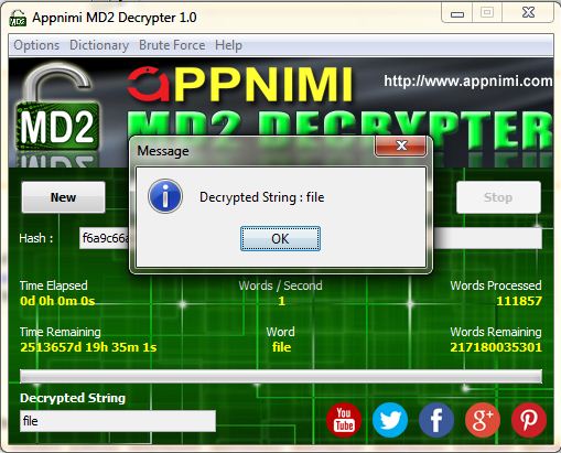 appnimi md2 decrypter for windows - decrypted string