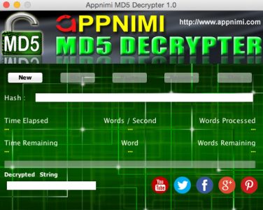 appnimi md5 decrypter for mac - initial screen