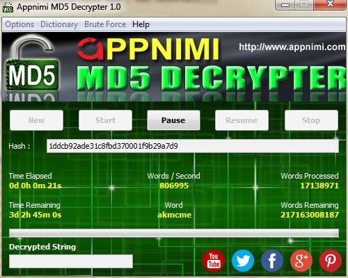 appnimi md5 decrypter for windows - decrypting