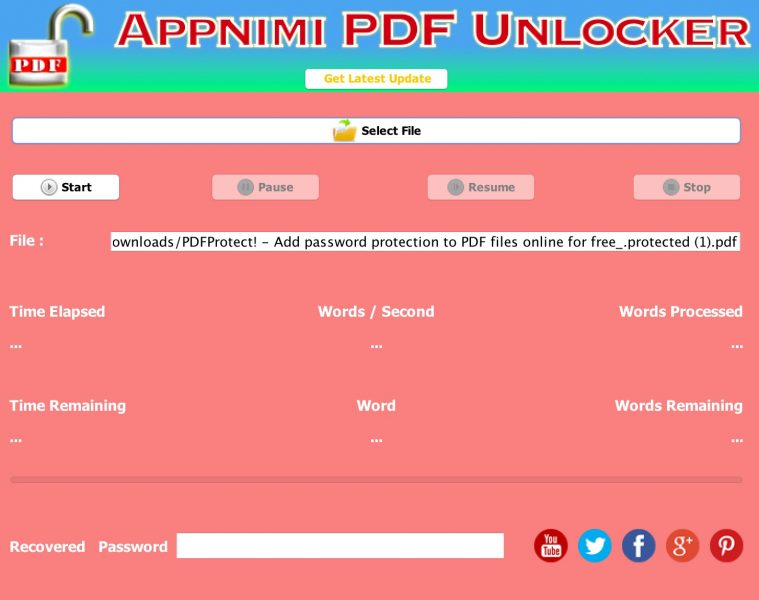 Appnimi PDF Unlocker - Initial Screen
