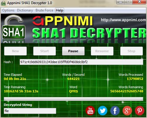 appnimi sha1 decrypter for windows - decrypting