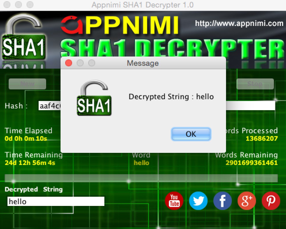 appnimi sha1 decrypter for mac - decrypted string