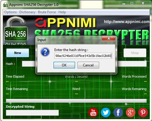 appnimi sha256decrypter for windows - enter hash string