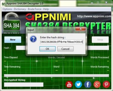 appnimi sha384 decrypter for windows - enter hash string